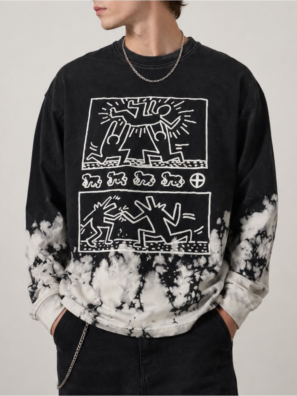 Goodie Two Sleeves Keith Haring Collab Long Sleeve Tee Graphic Pop Art S/M